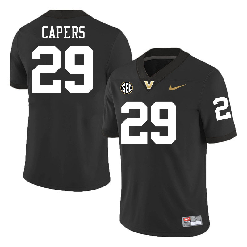 Miles Capers Jersey, Vanderbilt Commodores #29 Miles Capers Football Jersey, Uniforms-Black